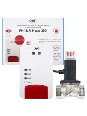Zestaw PNI Safe House Dual Gas 250 z czujnikiem tlenku węgla (CO), gazem ziemnym i zaworem elektromagnetycznym