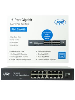 Przełącznik PNI SW016, 16 x 10/100/1000 Mbps, Gigabit, metalowa obudowa