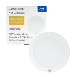 Lampa sufitowa LED PNI D-Light CL2424 24W, okrągła, 2700K, zasilanie 230V, 2640 lm, ciepła biel, średnica 29 cm