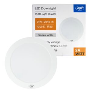 Lampa sufitowa LED PNI D-Light CL2425 24W, okrągła, 4200K, zasilanie 230V, 2640 lm, biała neutralna, średnica 29 cm