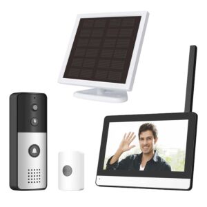 Bezprzewodowy inteligentny wideodomofon PNI SafeHome PT770 WiFi, Full HD 1080P, brama wjazdowa z panelem słonecznym, Tuya Smart, w