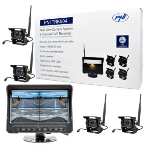 Bezprzewodowy zestaw do monitoringu wideo PNI TRK504 do rejestratora w ciężarówce z monitorem LCD i 4 kamerami