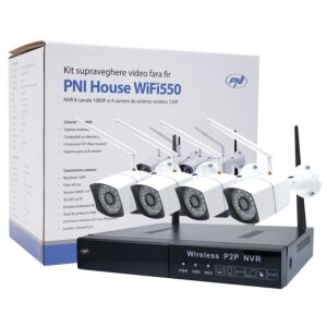 Zestaw do nadzoru wideo PNI House WiFi550 NVR i 4 kamery bezprzewodowe, 1,0MP