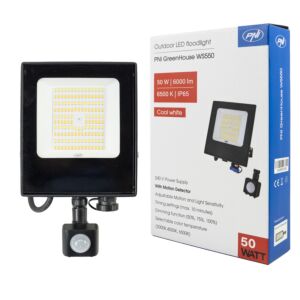 Reflektor LED PNI GreenHouse WS550 50W z czujnikiem ruchu, Ustawienie czułości, Czas świecenia, 3000K - 6500K, Funkcja
